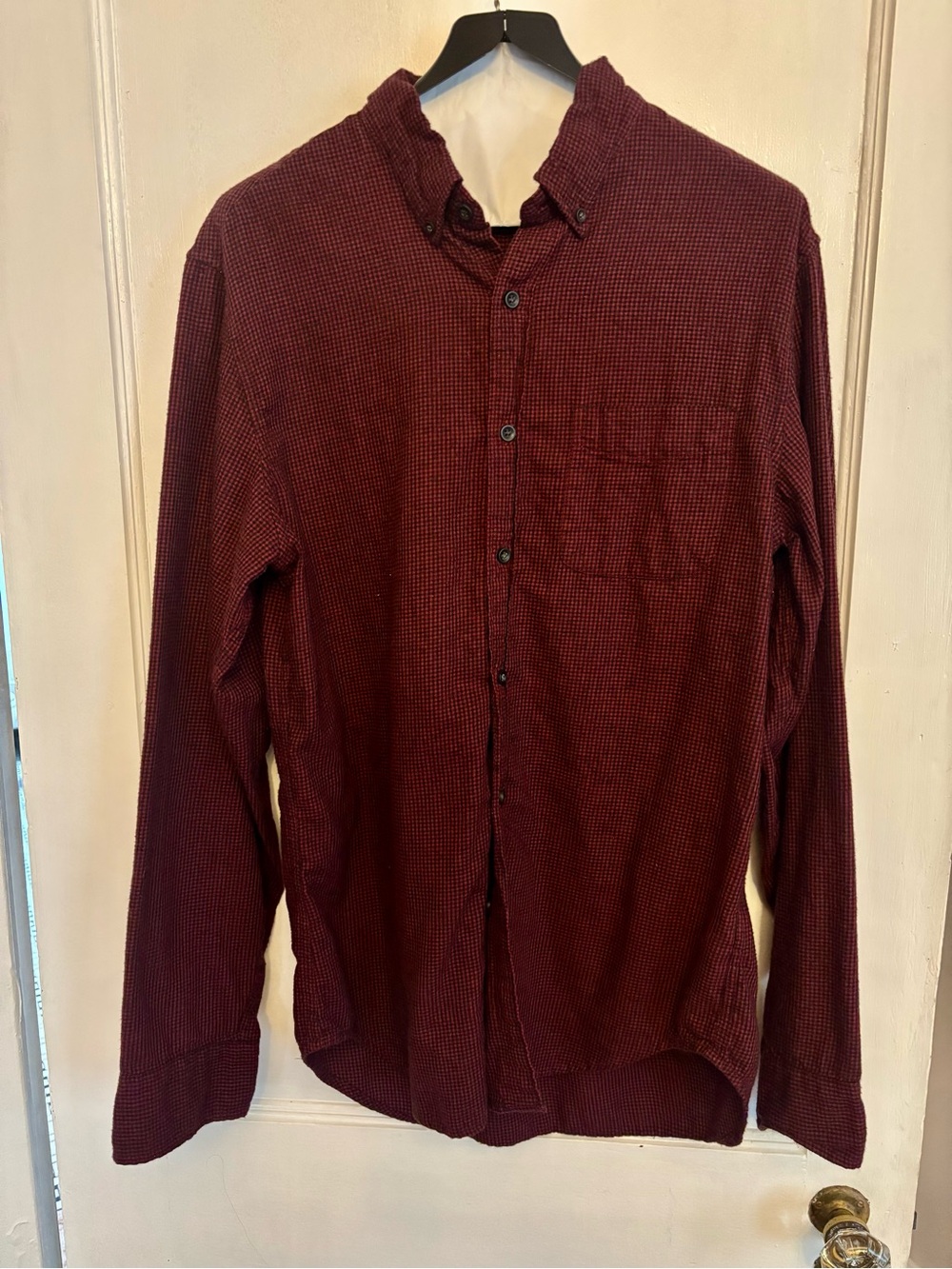 J. Crew Men's Burgundy Long Sleeve Button-Up Shirt